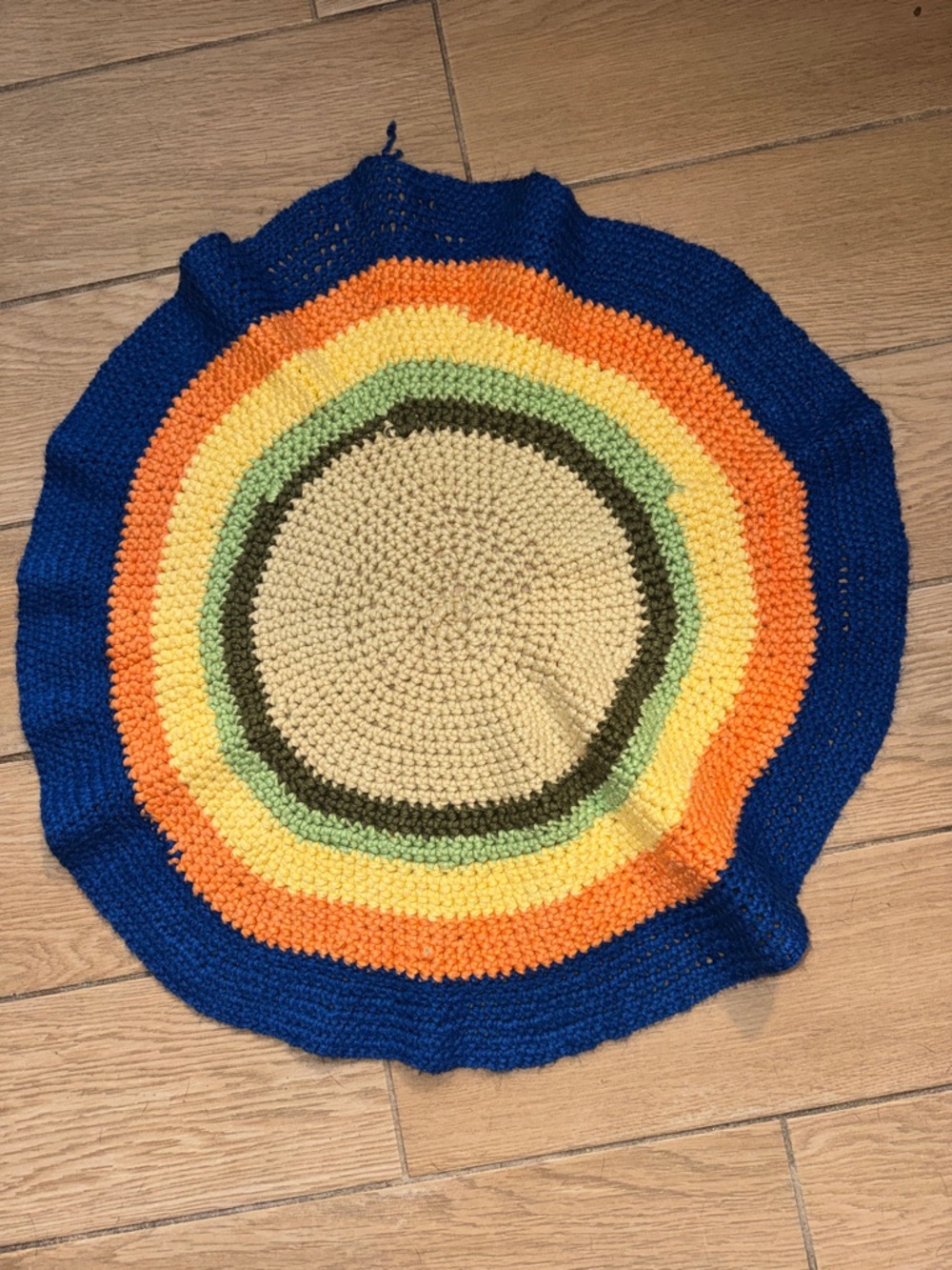 Handmade Crochet Round Rag Rug Baby Blanket Mat Centerpiece 22.5"